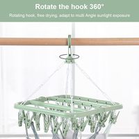 Séchoir à linge pliable multifonctionnel et écologique à 32 pinces, organisateur de vêtements durable pour enfants et adultes