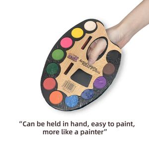 NUEVO Set de Arte Educativo de 12 Colores, Herramientas de Arte para el Aprendizaje Temprano, <span class=keywords><strong>Paleta</strong></span> de Pintura de Acuarela para Niños Artistas con Pincel - Product Image 3