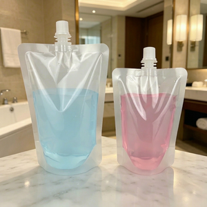 Bolsa transparente con tapa hermética de 100 ml, ahorradora de espacio, para viajes, vacaciones, organizador de lociones corporales y líquidos. - Product Image 1
