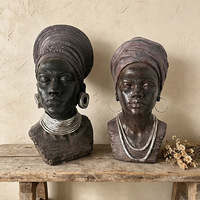 Statue de buste de femme africaine tribale en résine, décoration pour entrée de maison, stock disponible, taille et couleur personnalisables