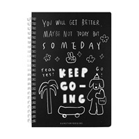 Carnet à spirale A5, couverture en carton blanc 350 g/m², 68 feuilles lignées, motif chiot noir et blanc, pour étudiants et cadeaux
