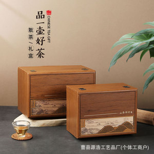 Wooden Tea Packaging <b>Box</b> Rectangle Lockable For Pu'er Fuding White Tea <b>Gift</b> Storage - Product Image 4