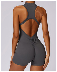 pink Jumpsuit Women <strong>Zip</strong> <strong>up</strong> Short Scrunch Butt Women's Jumpsuits <strong>Playsuits</strong> 2024 Sports Bodysuits - Product Image 2