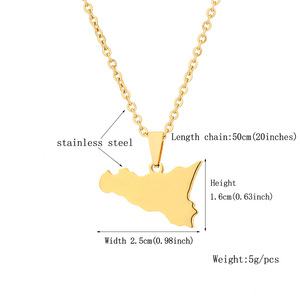 Collar <span class=keywords><strong>de</strong></span> Moda en Oferta, Cadena <span class=keywords><strong>de</strong></span> Acero Inoxidable para Clavícula, Collar con Colgante <span class=keywords><strong>de</strong></span> <span class=keywords><strong>Mapa</strong></span> <span class=keywords><strong>de</strong></span> <span class=keywords><strong>Sicilia</strong></span>, Italia - Product Image 5