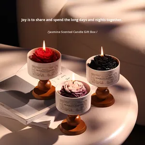 Boîte cadeau de bougie parfumée Camellia pour la Saint-Valentin, Pâques, faveurs de mariage, cadeau d'anniversaire haut de gamme, fait main, personnalisable, <span class=keywords><strong>cire</strong></span> de soja - Product Image 4