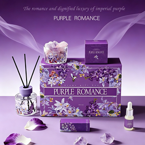 LANJO Purple Aromatherapy Gift <b>Set</b> with Diffuser Stones Flameless Fragrance Premium <b>Essential</b> <b>Oil</b> Ornament for Home Decoration - Product Image 1