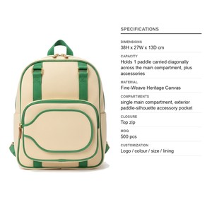 Fine-Weave Heritage Canvas Pickleball <b>Mini</b> <b>Backpack</b> Holds 1 Paddle Custom Logo Wholesale Tennis Padel Racket <b>Backpack</b> - Product Image 6