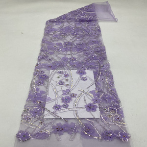 Thêu với sequins + Màu thạch + hạt + Sequins váy giày và mũ đính cườm thêu ren vải - Product Image 1