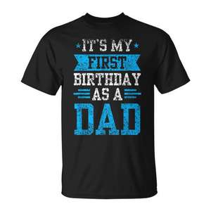 T-shirt pour le premier anniversaire de papa, design avec texte bleu, cadeau pour homme - Product Image 1