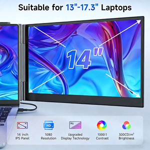 จอภาพพกพาแบบบางพิเศษ IPS ขนาด 14 นิ้ว ความละเอียด 1080P FHD น้ำหนักเบา รองรับการใช้งานแบบสามจอ สำหรับแล็ปท็อปขนาด 13-17 นิ้ว เหมาะสำหรับธุรกิจ - Product Image 3
