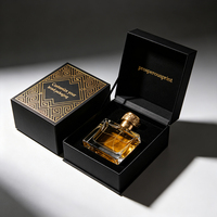 Boîte cadeau rigide magnétique noire personnalisée pour parfum, estampillée à chaud or, emballage de luxe pour flacon de parfum