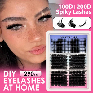 Extensiones de Pestañas de Longitud Mixta, Naturales, para Hacerlo Usted Mismo, Pestañas Individuales en Racimos, Estilo Mixto, Pestañas Negras con Efecto Spiky - Product Image 1