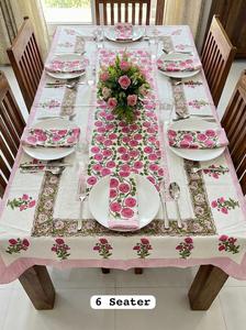 Modern Hand Block Printed 100% Cotton Dining <b>Table</b> <b>Cover</b> with Napkins for 6 Seater - Product Image 4