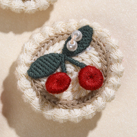 Cn 4Pcs Mini Gebreide Fruitbloem Haarclip Ronde Vorm Handgemaakte Gehaakte Haaraccessoires Voor Baby Meisjes