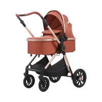 Poussette multifonctionnelle bidirectionnelle pour enfants, cadre en acier inoxydable, design pliable à 4 roues, dossier inclinable multi-positions