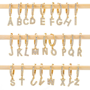 Boucles <span class=keywords><strong>d</strong></span>'oreilles alphabet pour femmes, bijoux en laiton, plaqué or, boucles <span class=keywords><strong>d</strong></span>'oreilles - Product Image 1