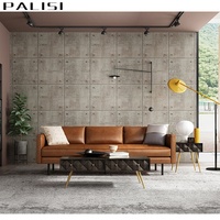 Sofá de 3 asientos de cuero de oficina Negro estilo industrial retro, conjunto de sofá de piel sintética 123, muebles de sala de estar