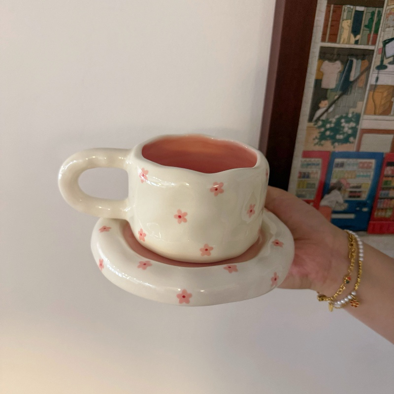 White-Small flowers 320ml cup 15.5cm dish