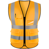 Gilet de sécurité en polyester fluorescent personnalisé avec bande réfléchissante, gilet de sécurité pour géomètre avec logo personnalisable, veste réfléchissante