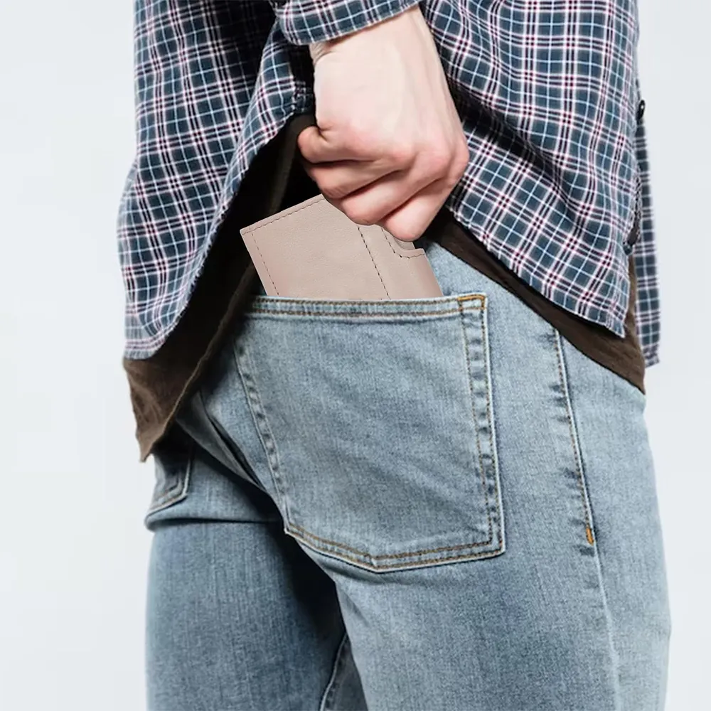 Кожаный Алюминиевый бумажник с окном и магнитным замком, индивидуальный держатель для смарт-карт с карманом на молнии для мужчин