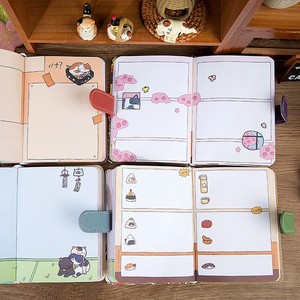 Cuaderno con Cierre Magnético de la Serie Mountain Cat Tale, Diseño de Flor de Cerezo Japonés, Minimalista, Básico, para Estudiantes, Papelería - Product Image 5