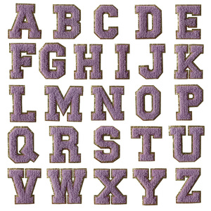<span class=keywords><strong>Lettere</strong></span> Adesive in Tessuto Chenille Viola, Patch Ricamate con Paillettes, <span class=keywords><strong>Lettere</strong></span> Universitarie, Fornitura Diretta dalla Fabbrica - Product Image 2