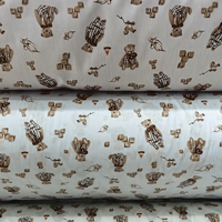 Tissu Sergé Tissé 100% Coton pour Drap de Lit Bébé, Motif Animaux et Fleurs Mignons, Respirant et Léger, Idéal pour la Confection de Chemises - Vente en Gros Usine