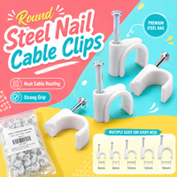 Clips de fixation pour câbles en acier à prix d'usine, clips de gestion de câbles muraux en plastique ronds et plats pour électriciens professionnels