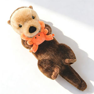 Peluche de Animal Marino de 34 cm y 40 cm, Peluche de <span class=keywords><strong>Nutria</strong></span>, Criatura Oceánica, Vida Silvestre, Juguete Suave con Madre Cangrejo y <span class=keywords><strong>Nutria</strong></span> Bebé - Product Image 2