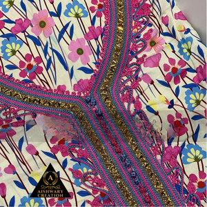 Fil peigné léger Style flammé Sheila broderie Dubaï arabe Abaya robe pour les femmes musulmanes popeline tissu Jalabiya moyen-orient - Product Image 4