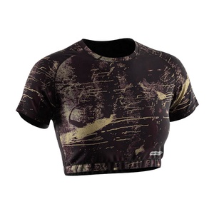 T-shirt Crop Aderente da <span class=keywords><strong>Donna</strong></span> Minimalista 165GSM in Tessuto Leggero Anti-odore con Cuciture Rinforzate per HIIT, CrossFit, Danza - Product Image 3