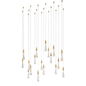 <b>LED</b> Teardrop Pendant <b>Light</b> Gold <b>Crystal</b> Single Head Chandelier For Staircase Lobby Shop Window Restaurant Hotel Reception - Product Image 5