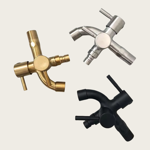 Moderno grifo dorado de acero inoxidable G1/2, doble manija, apertura rápida, una en dos, lavadoras de cerámica multifunción - Product Image 1