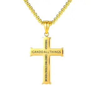 Personalidade Jesus Cristo Ornamentos de Jóias Exclusivas de Aço Inoxidável Pingente Cruz Colar Personalizado Gravado