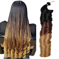 Ekstensi Rambut Kepang Crochet Serat Sintetis Tahan Panas Model Gelombang Longgar, Keriting Prancis, dan Spiral Curl