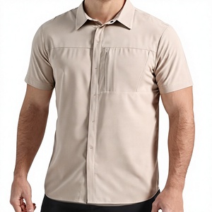 Camisa de Manga Corta Beige para Hombre, 100% Poliéster, Secado Rápido, Transpirable, UPF 50, Camuflaje, Ropa de Pesca, 130g - Product Image 3