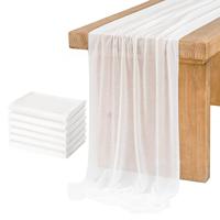 Drapeau de table en mousseline de soie perlée de couleur unie impression tissée moderne pour mariage anniversaire fêtes en plein air maison nappe en gros