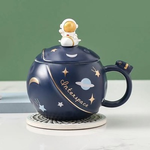 Cangkir Keramik Kreatif Grosir untuk Perjalanan, Hadiah Mug Susu Astronot Planet Kartun untuk Anak-Anak - Product Image 4