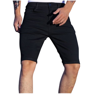 Shorts en jean d'été pour hommes Broderie Mi-longueur Slim Droit Stretch Déchiré 100% coton Séchage rapide Respirant Vintage Sportif Streetwear - Product Image 1