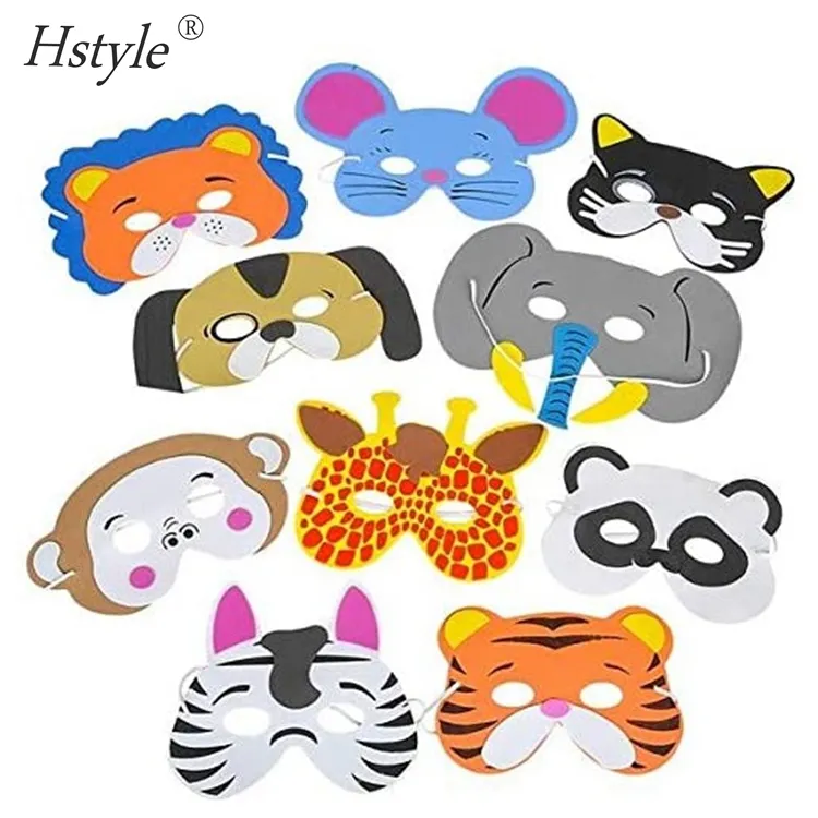 Mascarilla de espuma EVA de animales para niños, máscara de Halloween, vestido para jungla, Safari, suministros para fiesta, MJC003