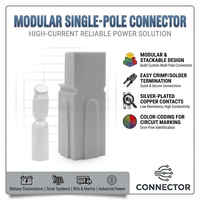 Connecteur de batterie haute intensité 1 broche 600V 120A Prise de charge rapide 2AWG 4AWG 6AWG Terminal en cuivre pour batterie solaire