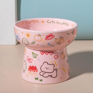 Özel Tasarım Çevre Dostu Seramik Su Geçirmez Yuvarlak Evcil Hayvan Mama Kabı, Köpekler İçin Evde Kullanım İçin Şık Düz Desenli - Product Image 6