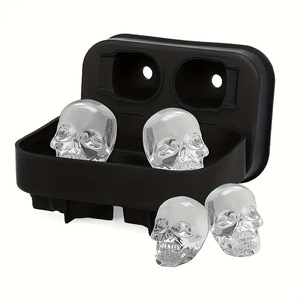 Juego de moldes de silicona para hielo con forma de calavera, reutilizables, de silicona, fáciles de desmoldar, para enfriar bebidas, suministros para el hogar - Product Image 4