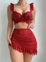 Gaun Pendek Seksi Wanita dengan Aksen Bunga Berongga dan Renda Tanpa Lengan