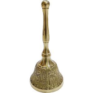 PARIJAT HANDICRAFT Ghanti-Colourful Hand-held Brass Puja Bell Jingle Bell for Christmas and <b>Mandir</b> Holiday Supplies - Product Image 1
