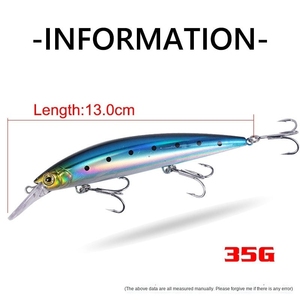 Señuelo de Pesca Pequeño de 13 cm y 35 g, Jerkbait, Peche, <span class=keywords><strong>Senuelo</strong></span> De Pesca, Umpan Pancing para Pesca en Mar, Repalas, 1 Pieza, Bolsa OPP, 130 mm - Product Image 5