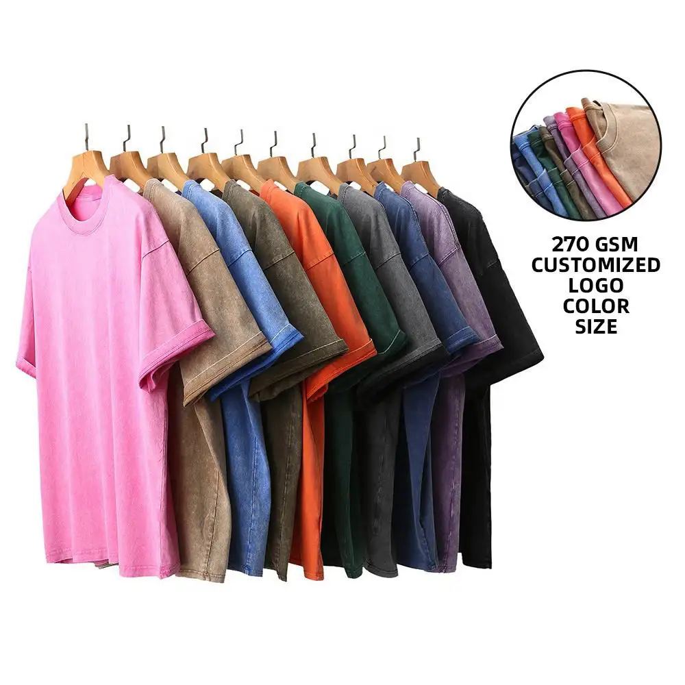 OEM/ODM Vêtements de rue surdimensionnés poids lourd 260 g/m² 100% coton T-shirt uni brodé imprimé personnalisé T-shirt grande taille pour hommes avec strass