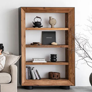 Modern Handmade <b>Solid</b> <b>Wood</b> Minimalist <b>Bookcase</b> Tea Display Cabinet-Eco-Friendly Durable Living Room Furniture Hotel Apartment - Product Image 5