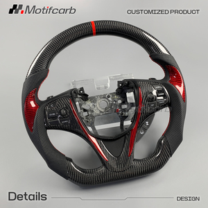 Volant personnalisé en fibre de carbone véritable avec poignées en cuir perforé noir pour Acura TLX MDX A-Spec PMC 2015-2020 - Product Image 3