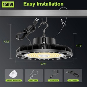 High Bay Lighting 150W-500W 3Power & 3CCT Adjustable <b>LED</b> UFO High Bay <b>Light</b> 150lm/w IP65 Waterproof Industrial Warehouse - Product Image 6